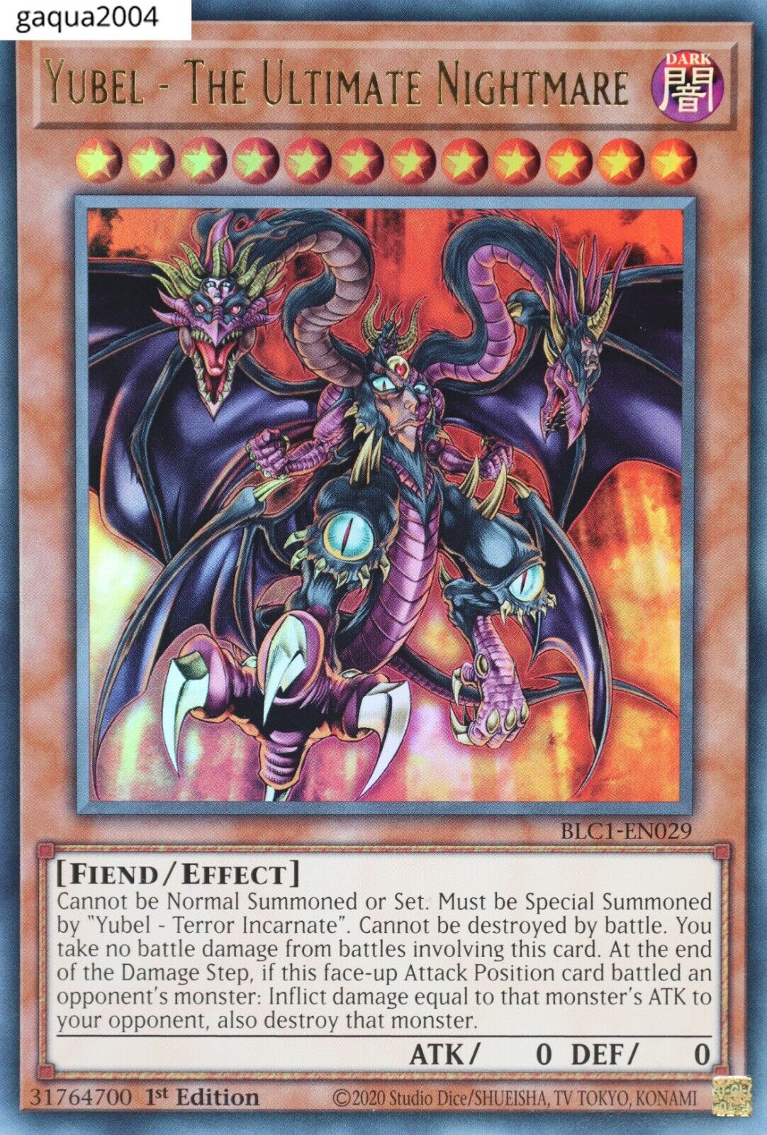 YuGiOh Yubel - The Ultimate Nightmare BLC1-EN029 Gold Ultra Rare 1st Edition