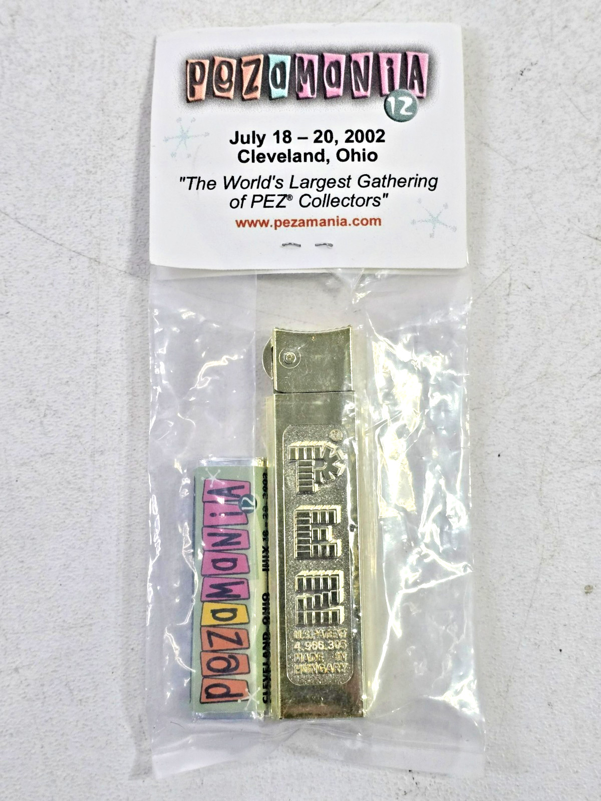PEZamania 12 Gold Lighter PEZ Dispenser MIB 2002 Cleveland Convention Convention