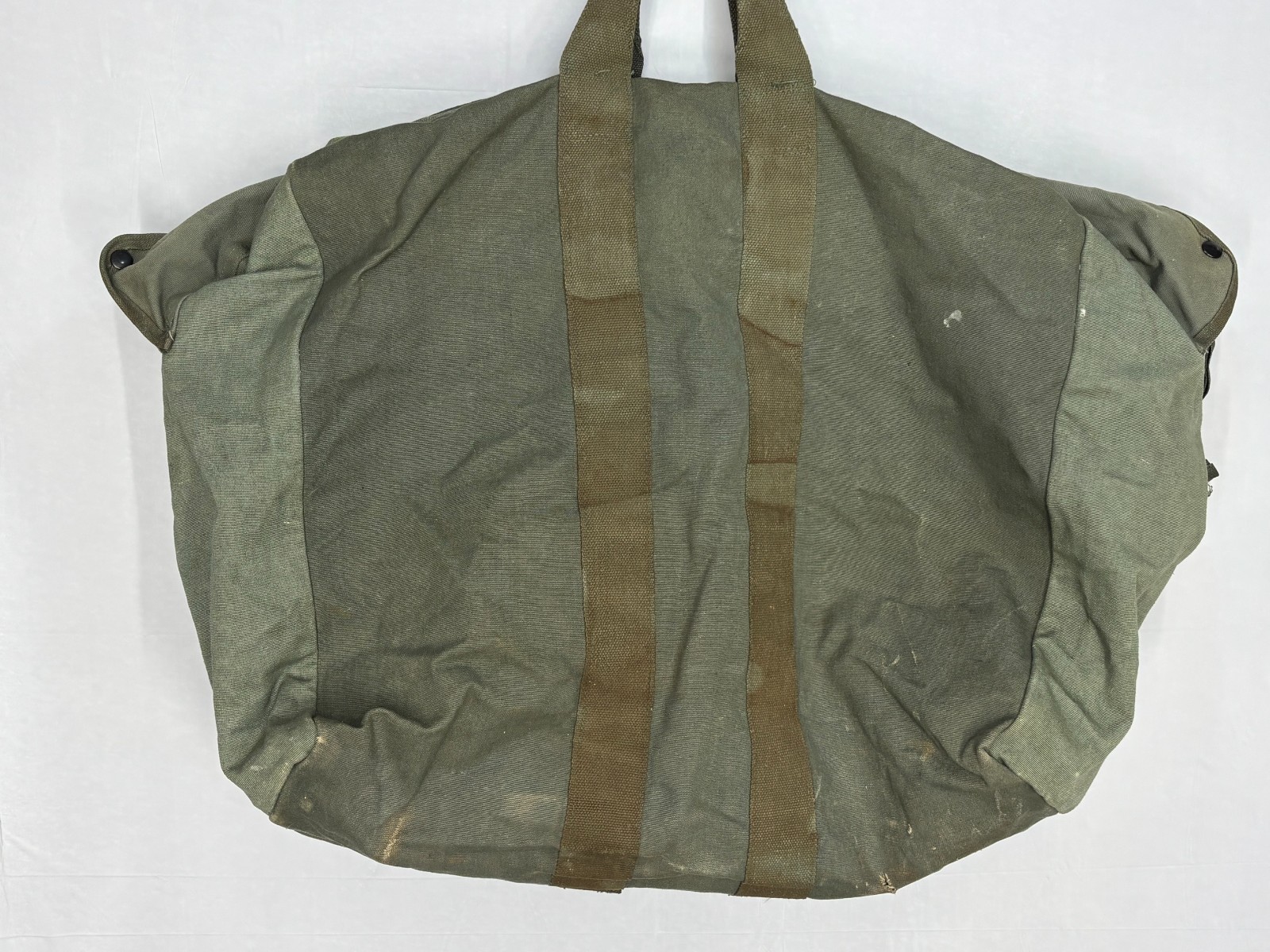 US Army Military Canvas Flyers Aviator Kit Bag Olive Green Double Strap Vintage