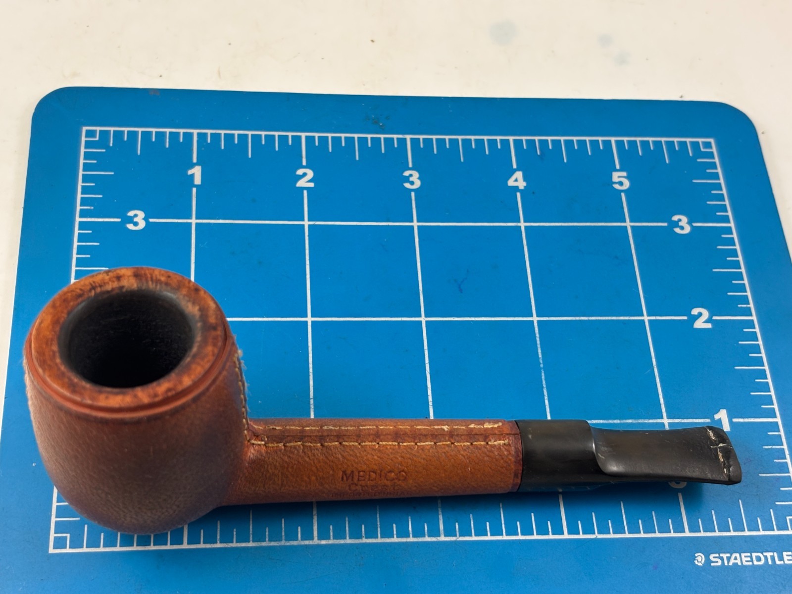 Judd's Nice Old Used Medico Crest Leather Wrapped Bent Briar Pipe