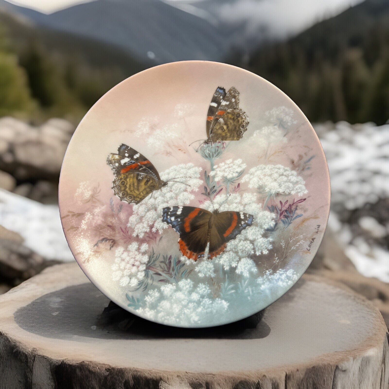 1987 Lena Liu On Gossamer Wings Red Admirals Collectors Plate Xerces Society 