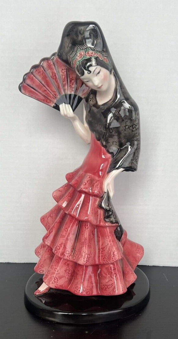 Goldscheider Figurine Art Deco Spanish Flamenco Fan Dancer Lorenzl 1940\'s