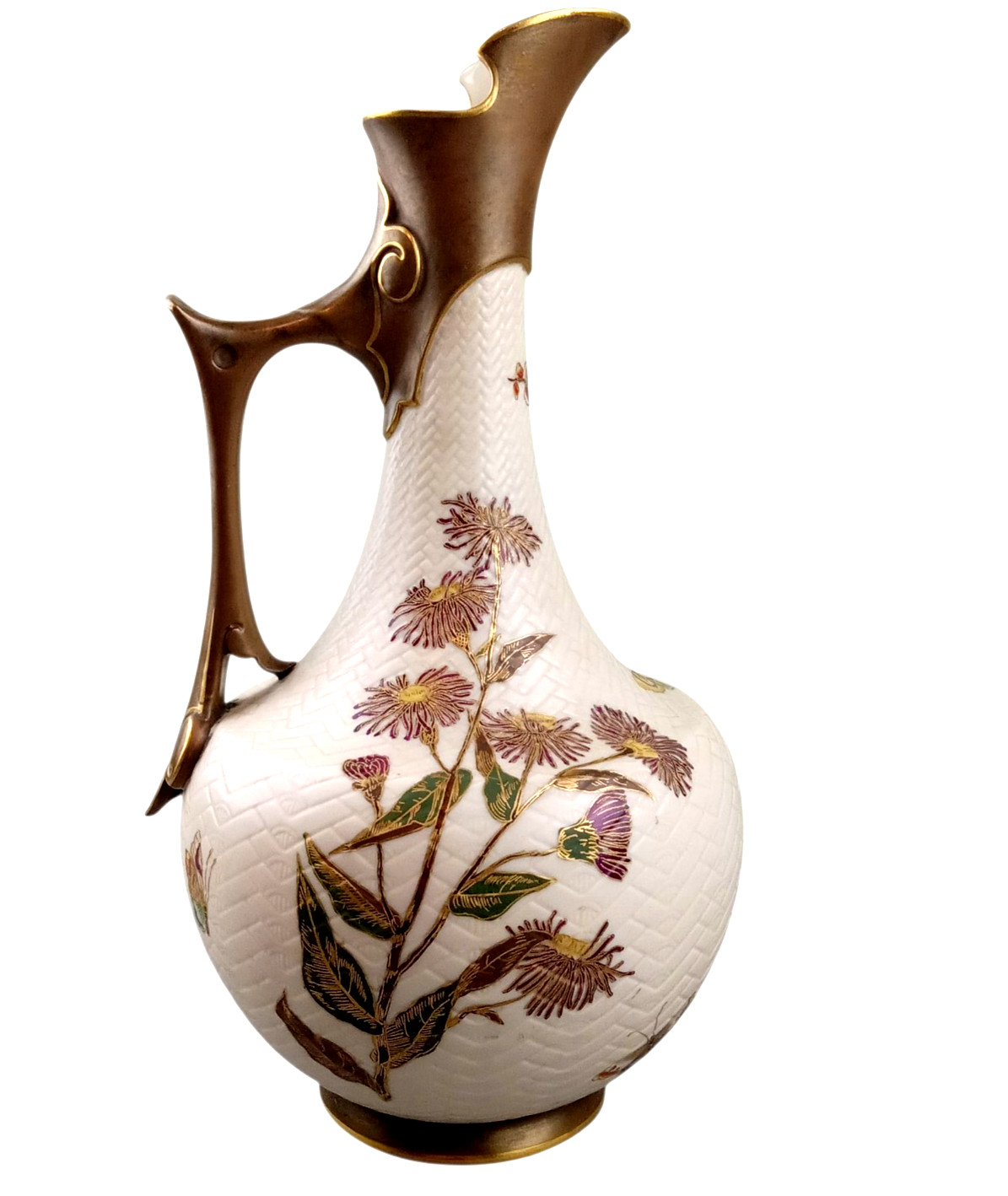 1884 Royal Worcester Japonisme Ewer Vase 1028 Blush Cream Aesthetic Movement