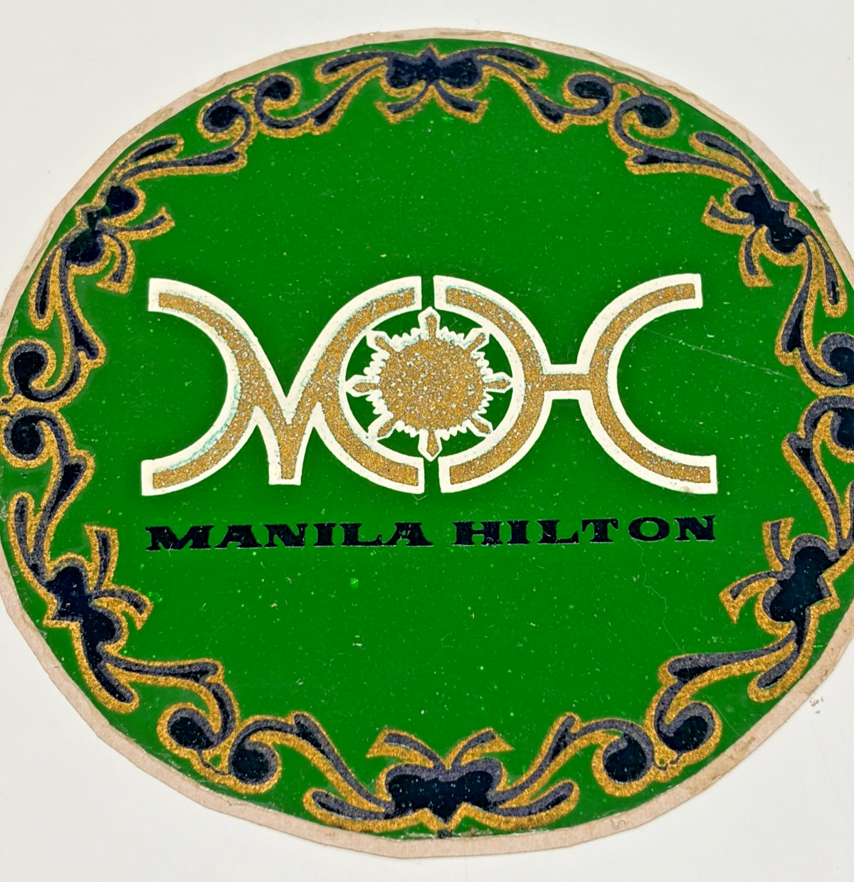 c1960s Vintage Manila Hilton Hotel Luggage Label Sticker Philippines Travel