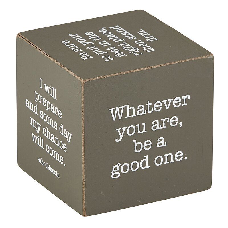 Quote Wooden Cube Inspirational Block Sign Cubes 3 in SQ Abe Lincoln Pack of 2