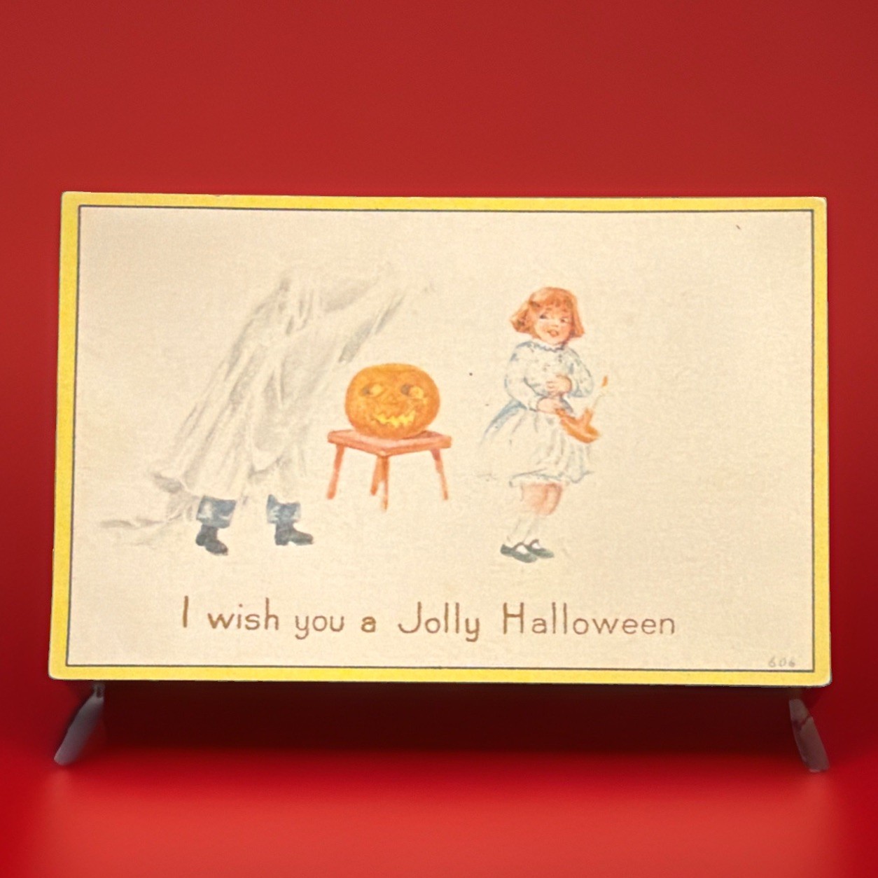 Vintage / Antique 1908-1915 Halloween Greetings Postcard • JOL Ghost Girl Vintage / Antique 1908-1915 Halloween Greetings Postcard • JOL Ghost Girl