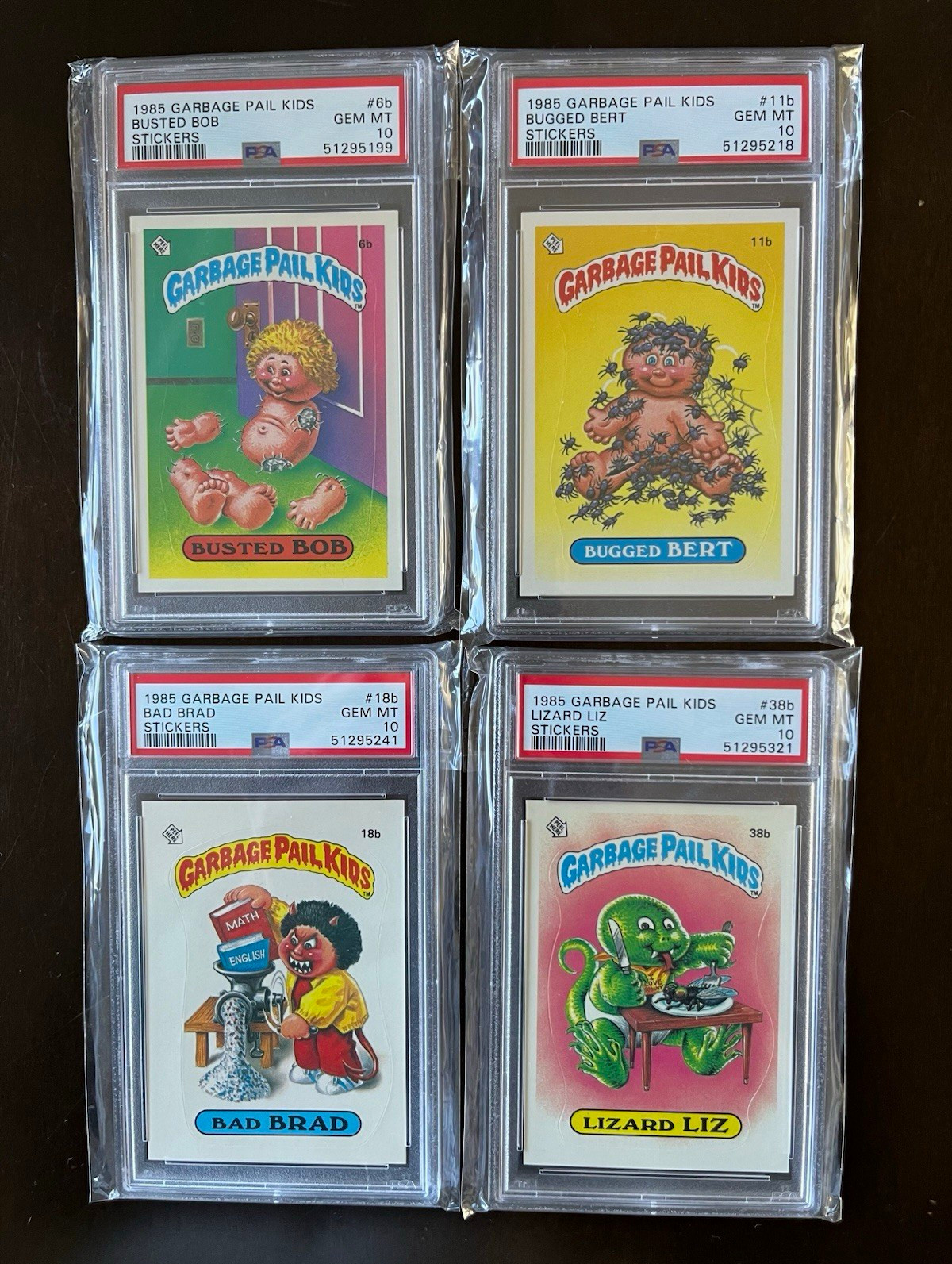 Topps 1985 Garbage Pail Kids Series 1 OS1 PSA 10 Lot of 4 Matte Back