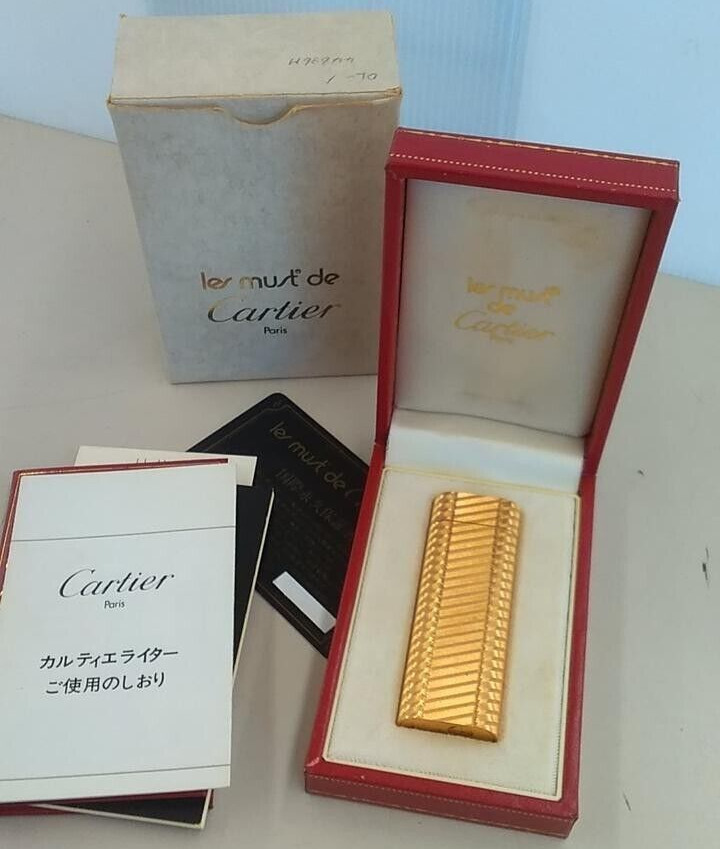 Working Cartier Gas Lighter Gold with box