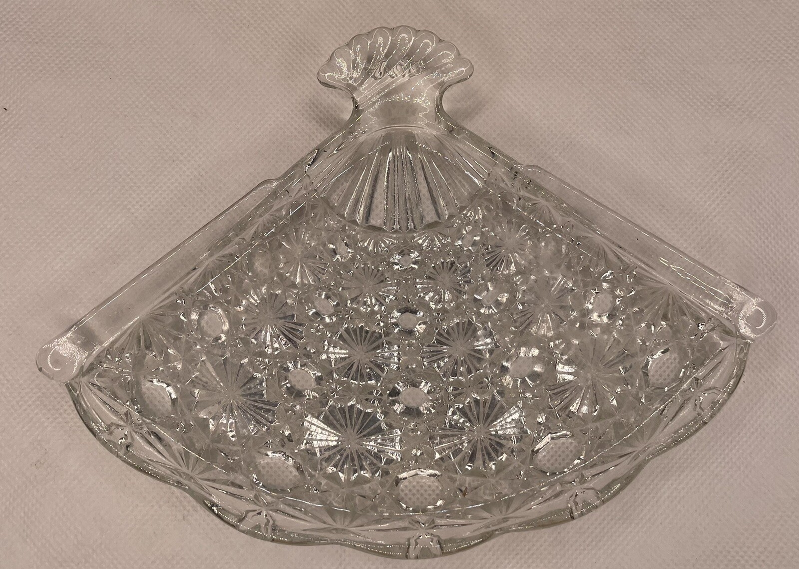 Vintage Avon Glass Trinket Holder Soap Dish Hand Fan Shape Vtg Antique