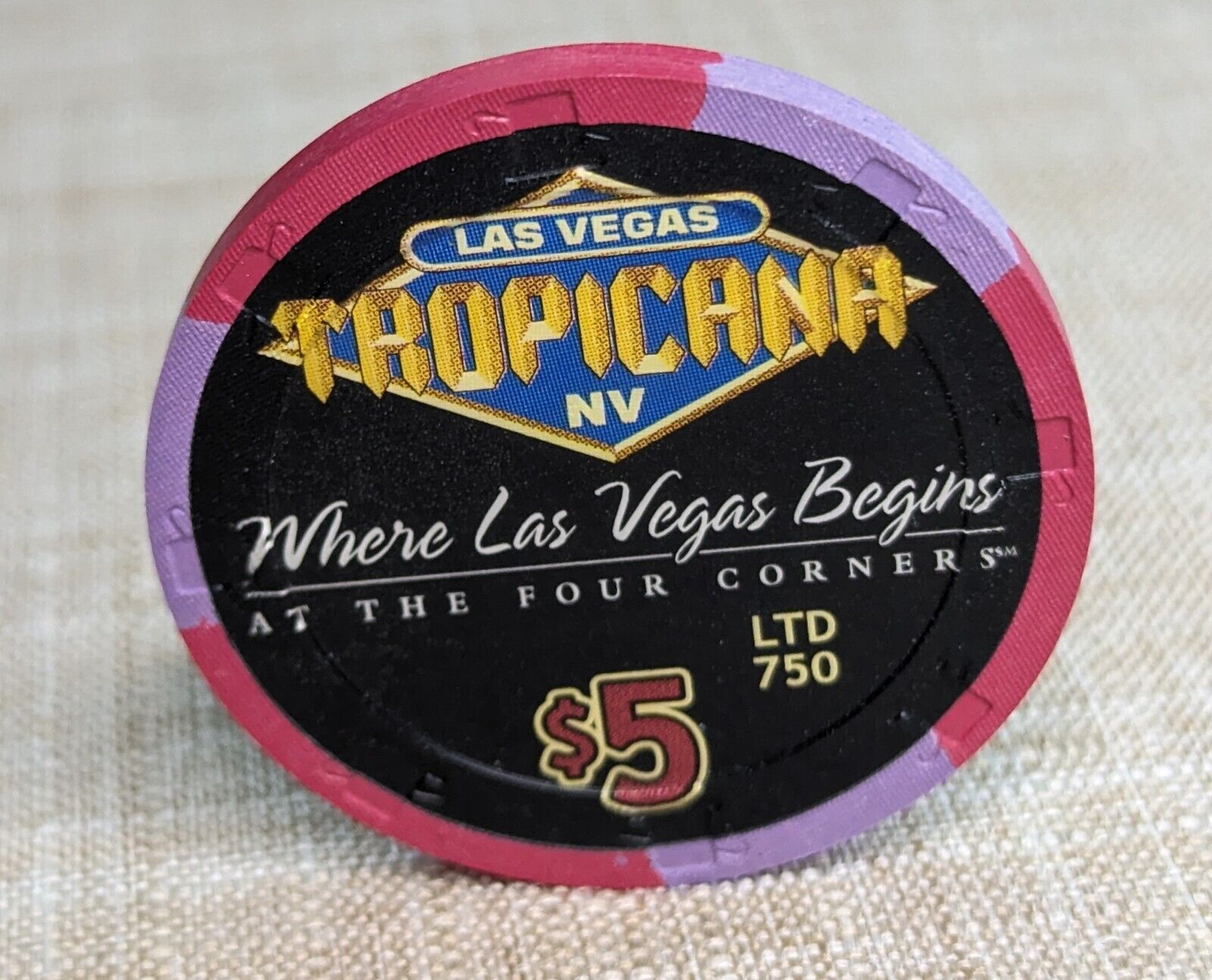 Tropicana Obsolete $5 Where Las Vegas Begins 1999