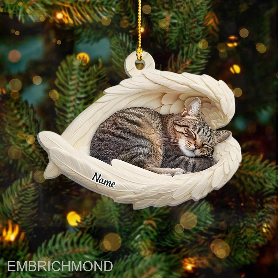 Personalized Tabby Cat Sleeping Angel Christmas Ornament, Sleeping Pet Personalized Tabby Cat Sleeping Angel Christmas Ornament, Sleeping Pet