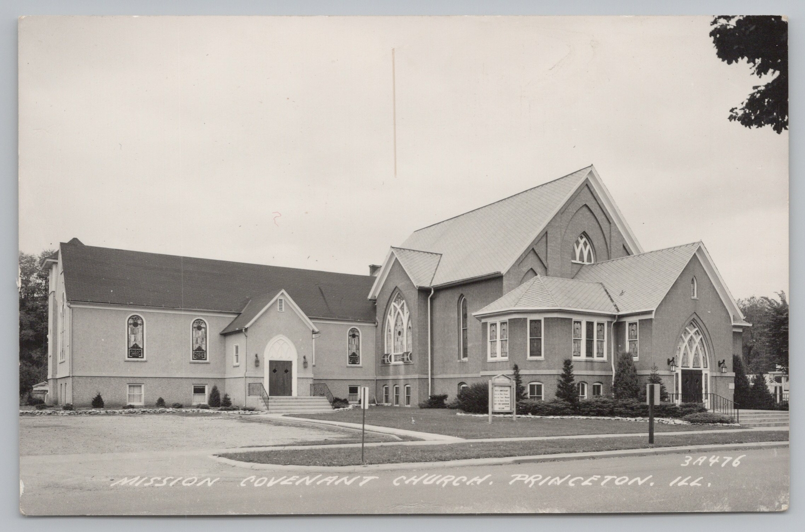Princeton Illinois~Mission Covenant Church~Front & Annex~1950s RPPC