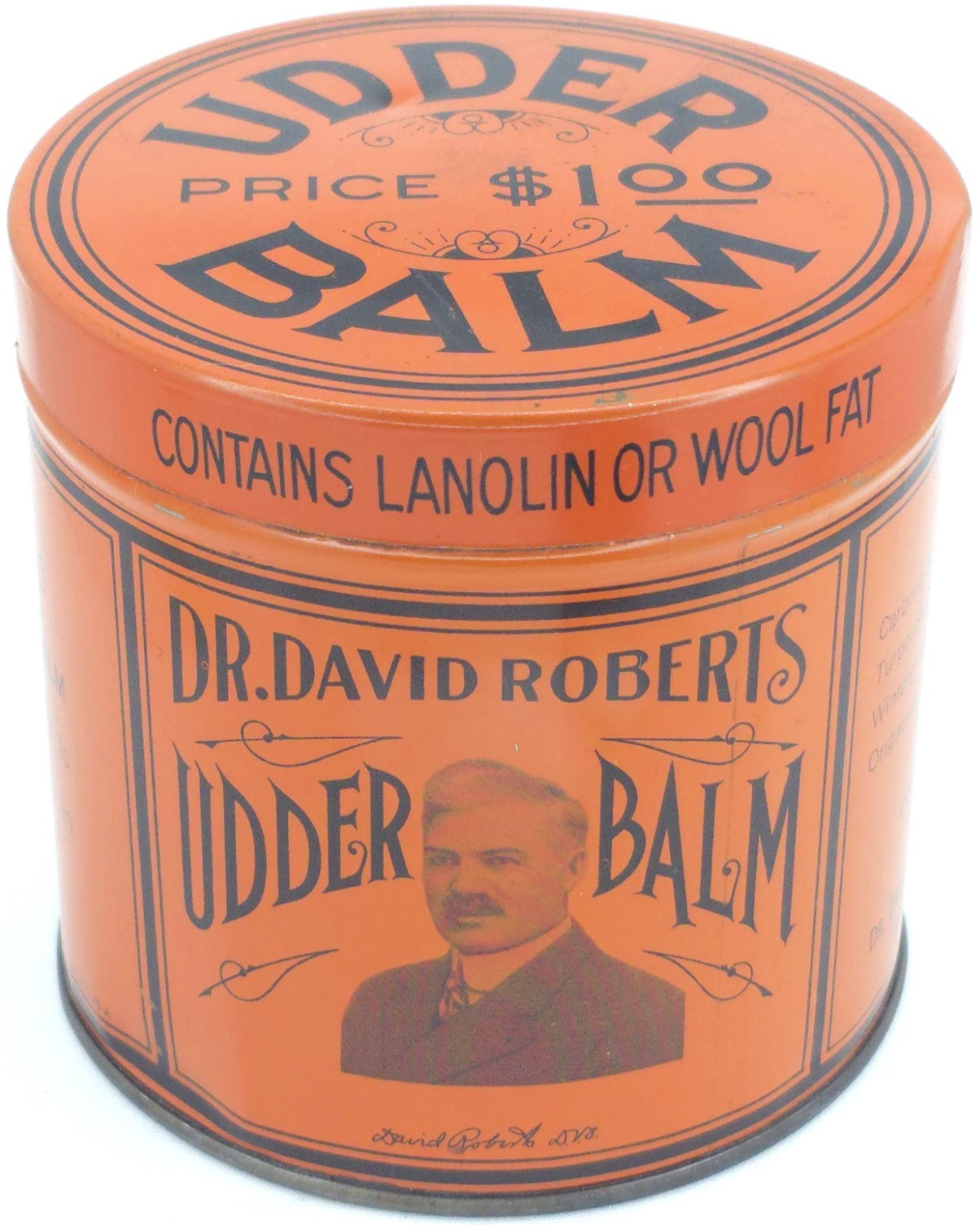 C1940s Vintage Dr David Roberts Udder Balm Tin 18oz Full Veterinary Waukesha WI