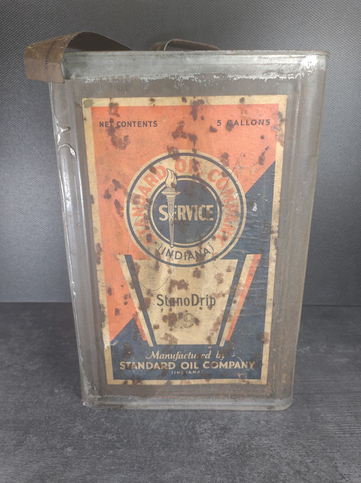 Vintage Standard Oil Company Of Indiana Motor Oil Can 5 Gallon Square Empty 