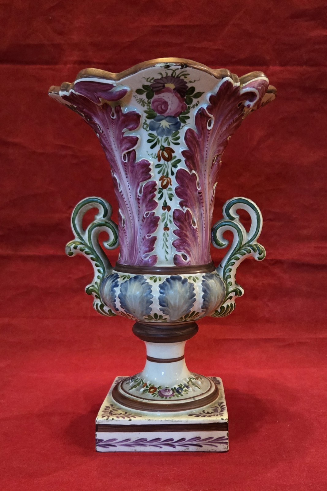 Antique Old Paris Porcelain Fan Flair Bridal Vase Vieux Paris-Hand Painted, Gold