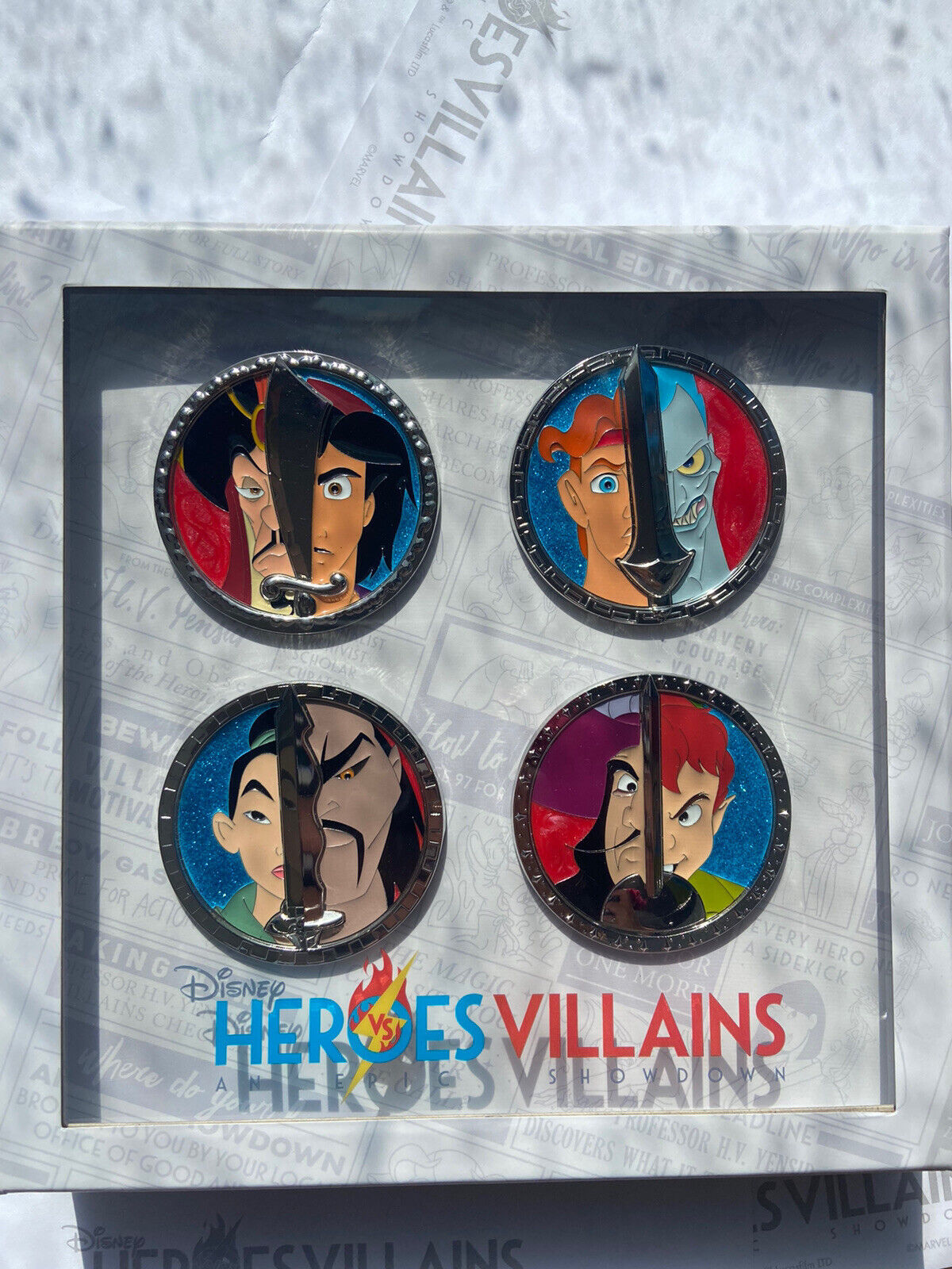 Disney Heroes Vs. Villains Face to Face 4 Pin Box Set LE 500 PreOrder Mulan 
