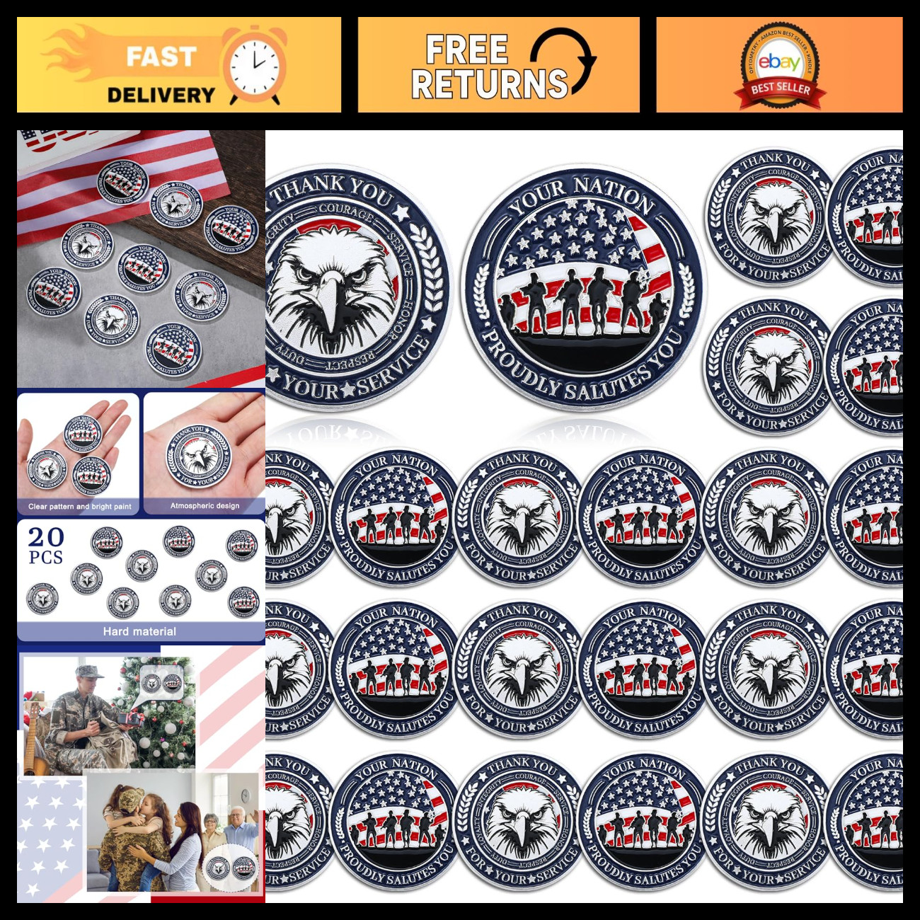 20pcs Military Challenge Coins Set, Veteran Appreciation Gifts, Classic Collecti 20pcs Military Challenge Coins Set, Veteran Appreciation Gifts, Classic Collecti