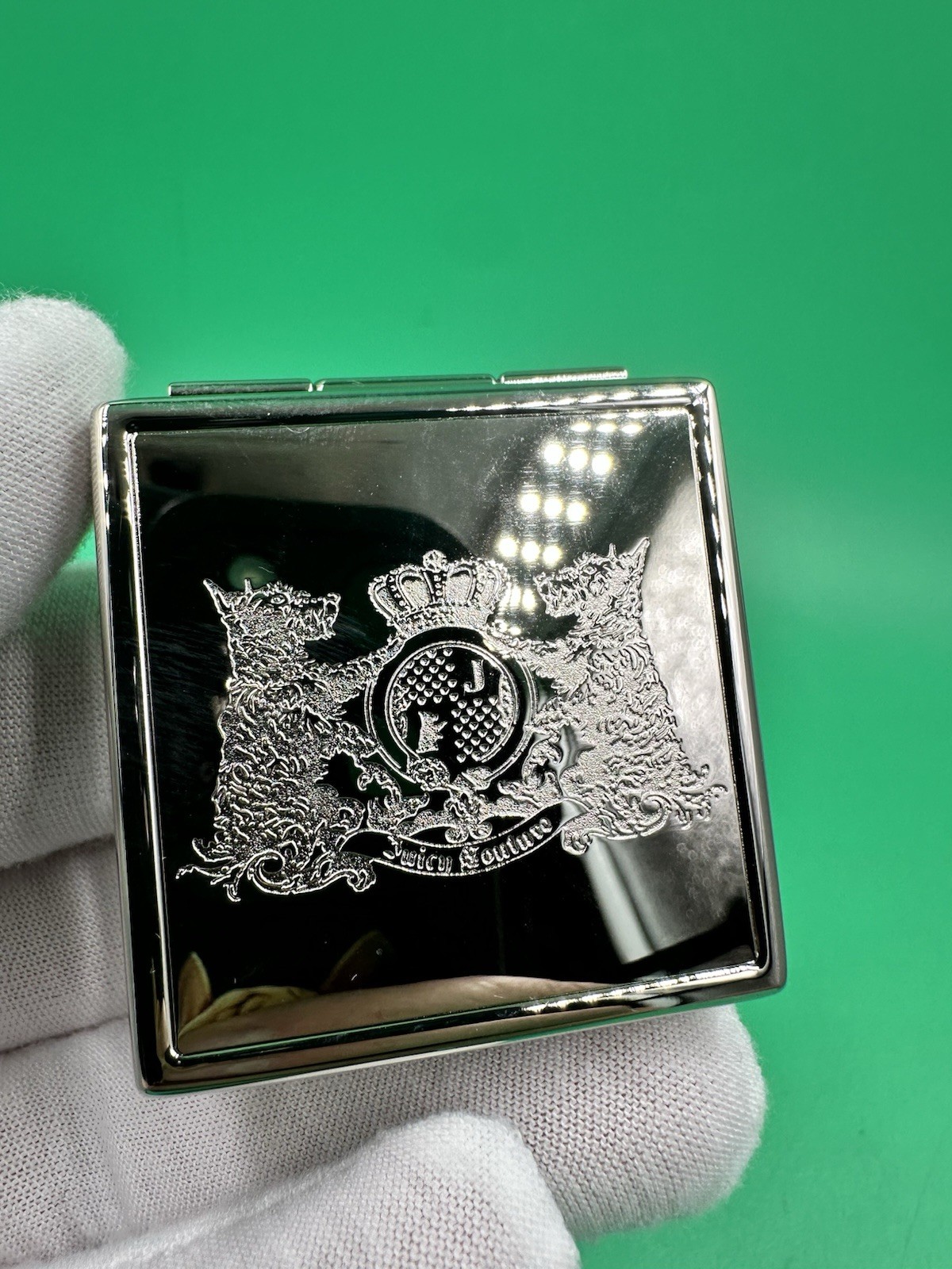 Vintage NOS Juicy Couture Mirror Compact Silver Tone Makeup Highland Terrier