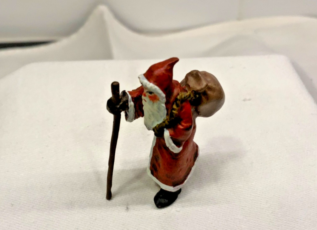 Vintage Vienna Wiener Bronze Cold Painted Santa St. Nick Marked/Stamped Orig Box