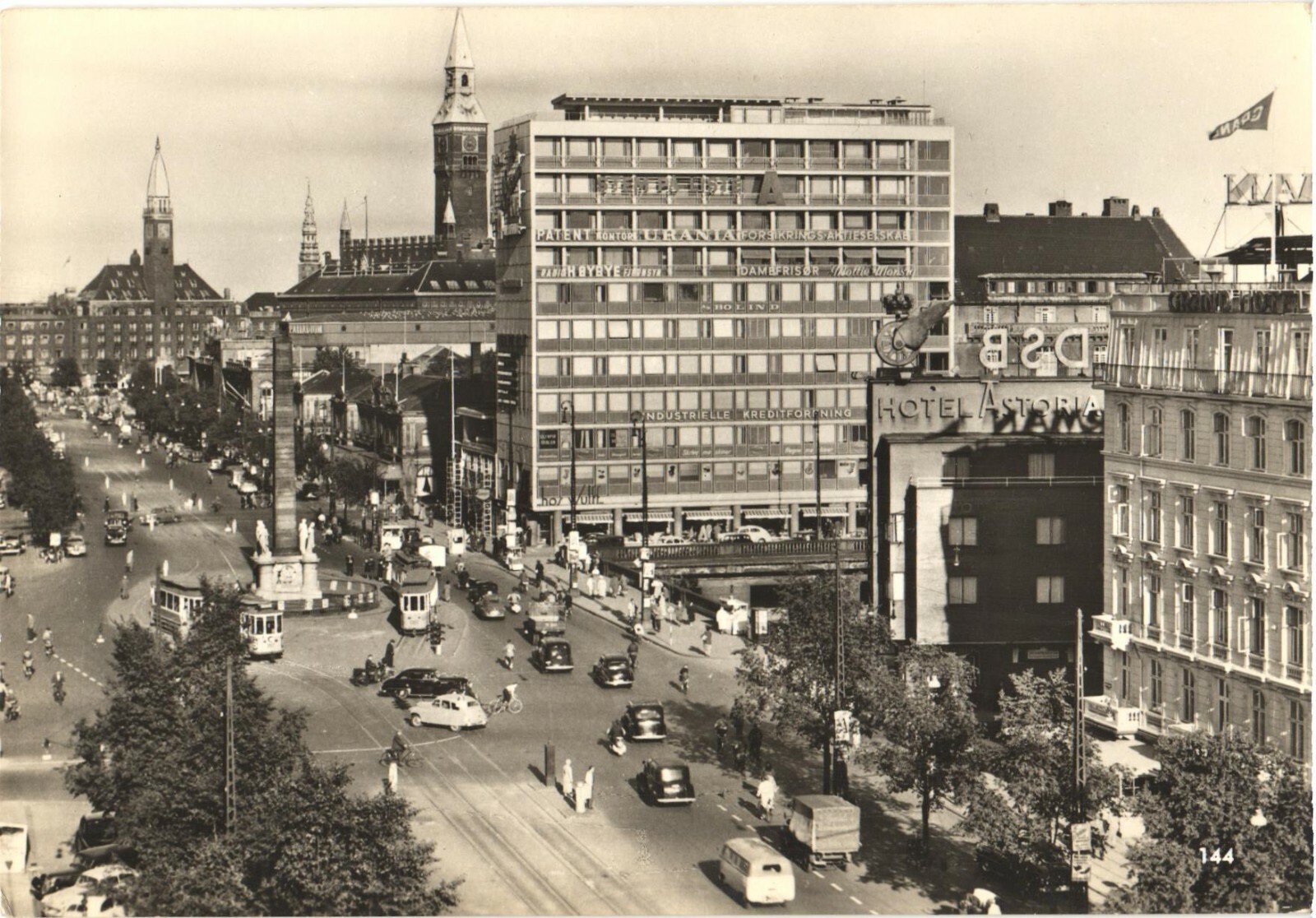 Copenhagen Denmark Vesterbrogade Street View Hotel Astoria RPPC Postcard 1950s