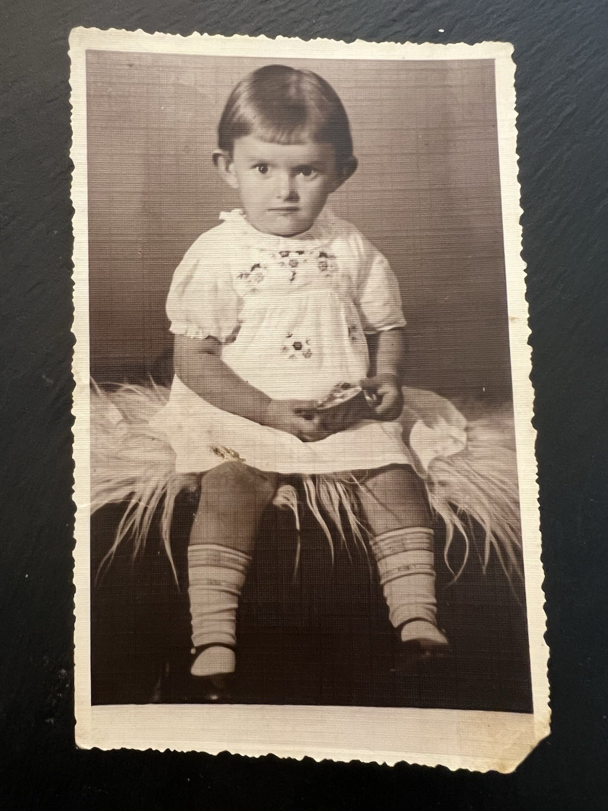 Vintage 1937 Pre WW2 Bulgarian Toddler Girl Photo Postcard Varna 