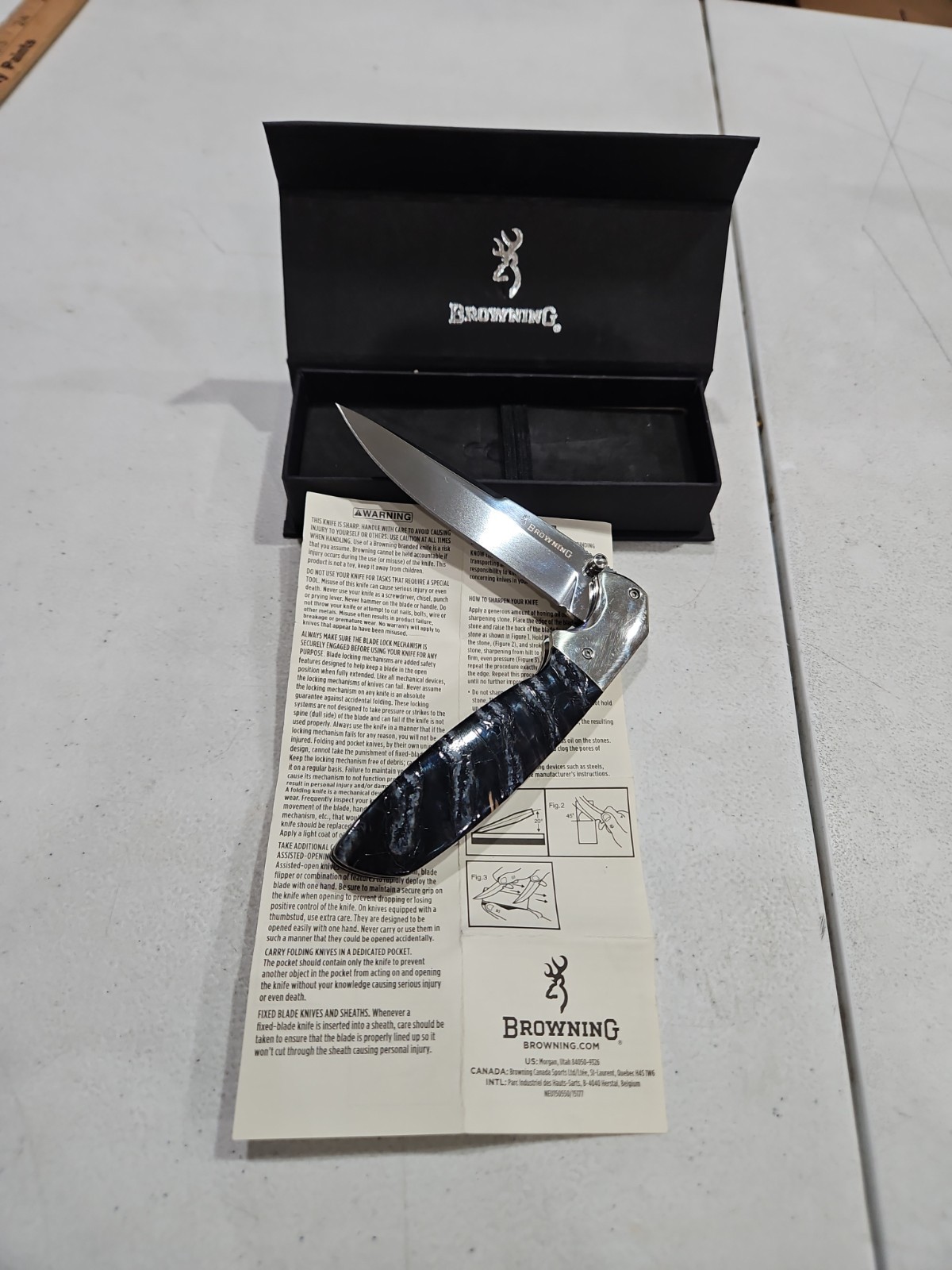 Browning Knife Mirrored 440C 3.8'' Blade, Linerlock, Made in Italy, NIB, RARE 