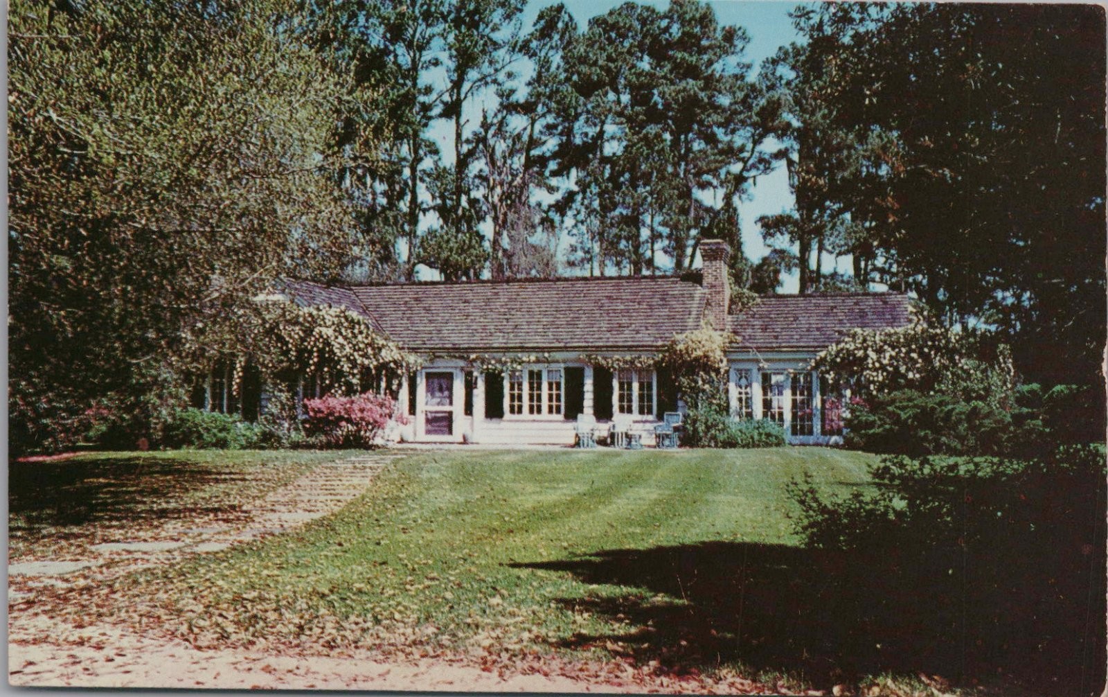 Vtg Postcard Yeamans Hall Club Cottage Plantation Home Charleston SC 1950s