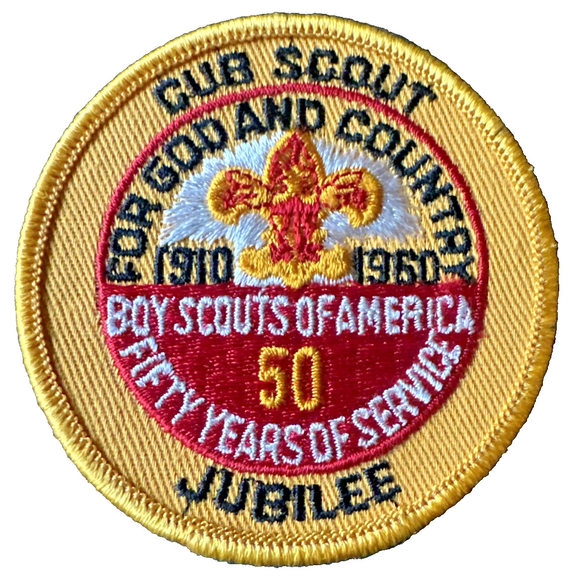 Vtg 1960 BSA Cub Scout Jubilee Patch 50 Years of Service Left Twill Mint NOS 3\ Vtg 1960 BSA Cub Scout Jubilee Patch 50 Years of Service Left Twill Mint NOS 3\