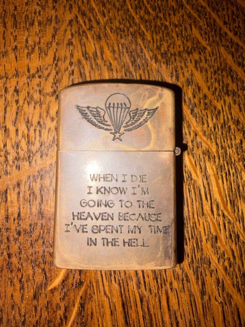 Vintage 1968-69 Vietnam War Zippo Lighter Brass Tay Ninh Eagle Wings Trench Art