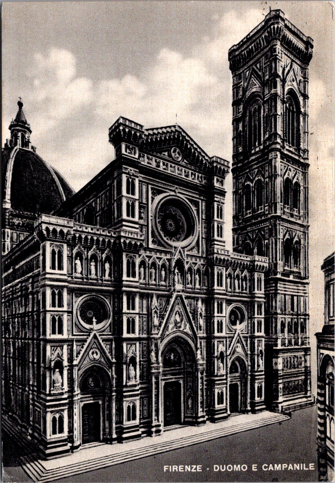 Firenze Duomo Campanile Cathedral Bell Tower Florence Stamp Vintage Postcard