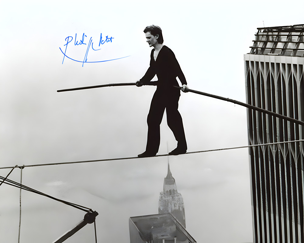 PHILIPPE PETIT SIGNED REPRINT WORLD TRADE CENTER CROSSED ON WIRE  8