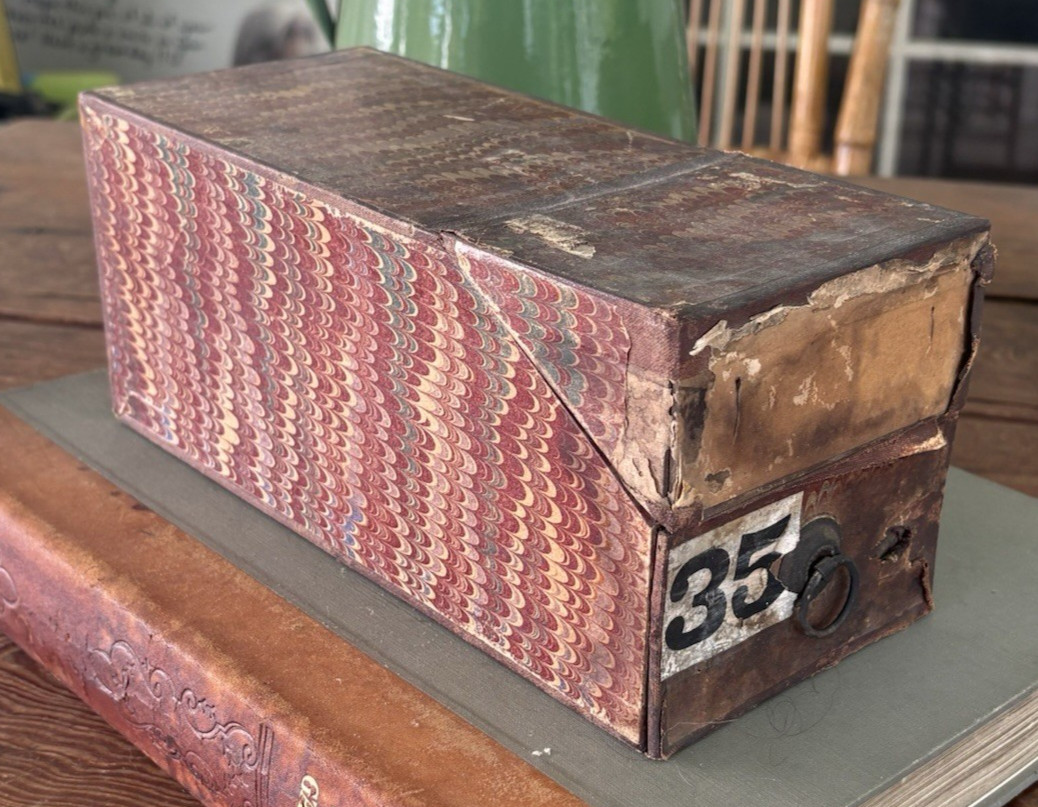 Antique Johnson & Watson Dayton Ohio Marbled Paper Filing Storage Box