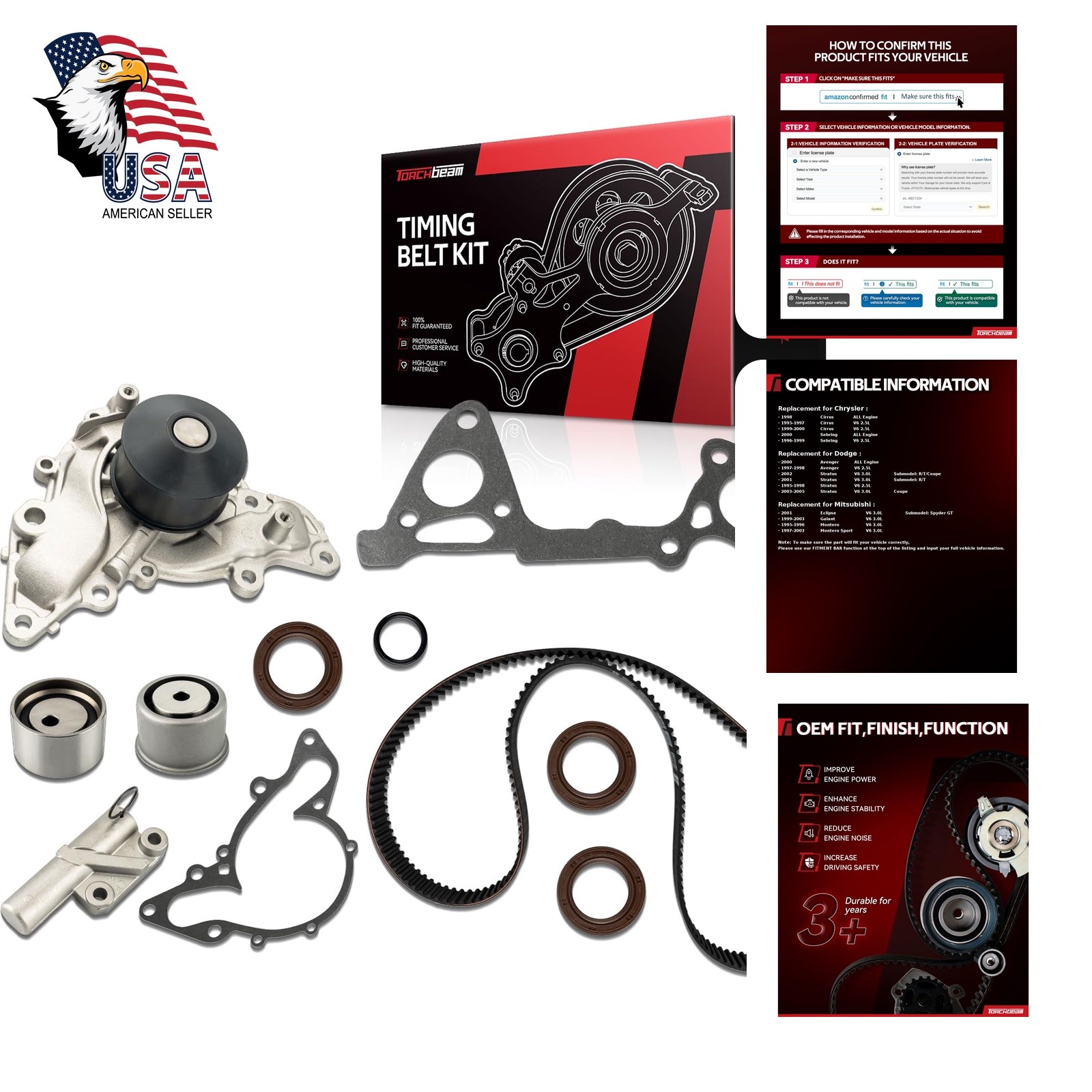 Torchbeam Timing Belt Kit ITM259 Mitsubishi Sebring Cirrus Eclipse Torchbeam Timing Belt Kit ITM259 Mitsubishi Sebring Cirrus Eclipse