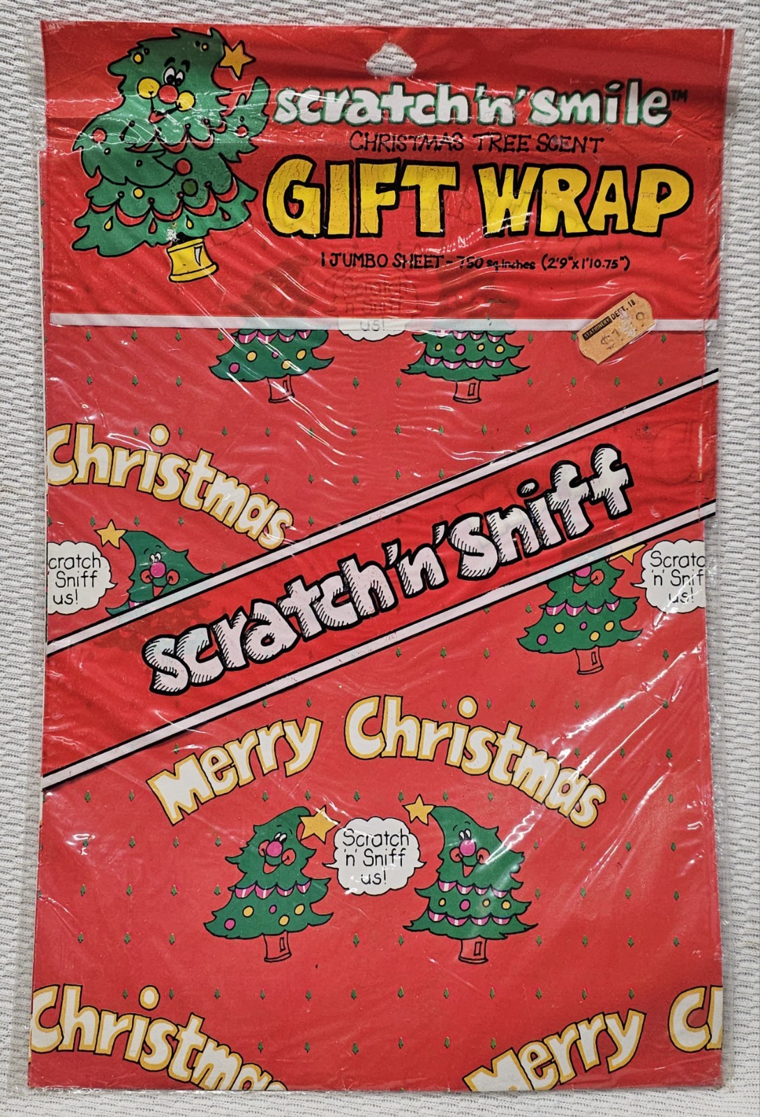 Vintage NOS 1980's Scratch ‘n Sniff Christmas Gift Wrap Spindex USA Xmas Sealed