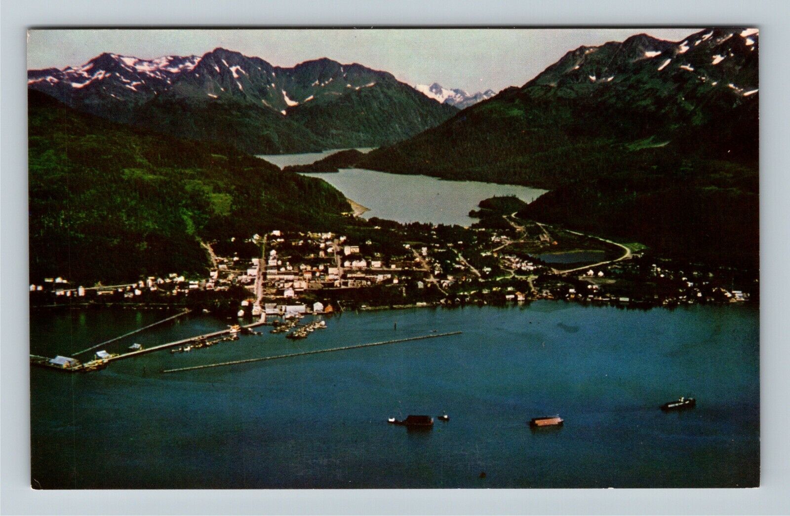 Cordova AK-Alaska, Aerial View of Seaport of the Copper River, Katalla Postcard