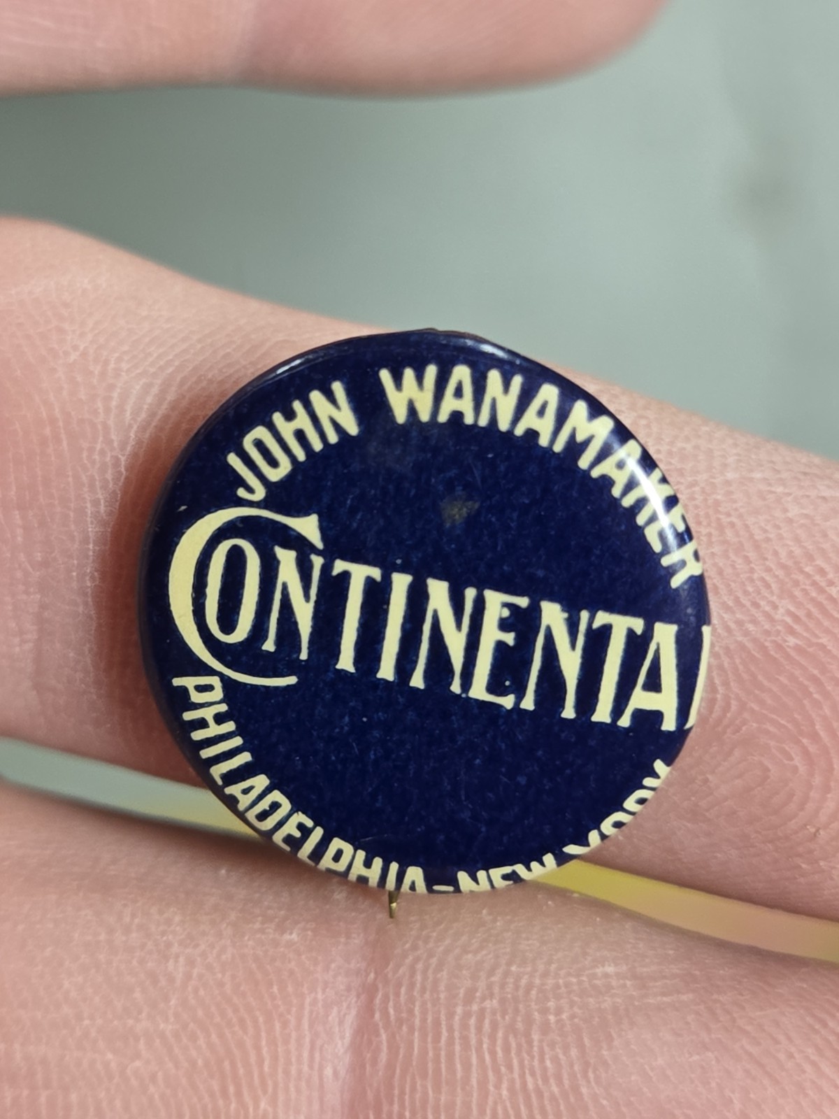 Rare Vintage John Wanamaker's CONTINENTAL Bicycle Pin NY Phila Pinback 1896 Pin