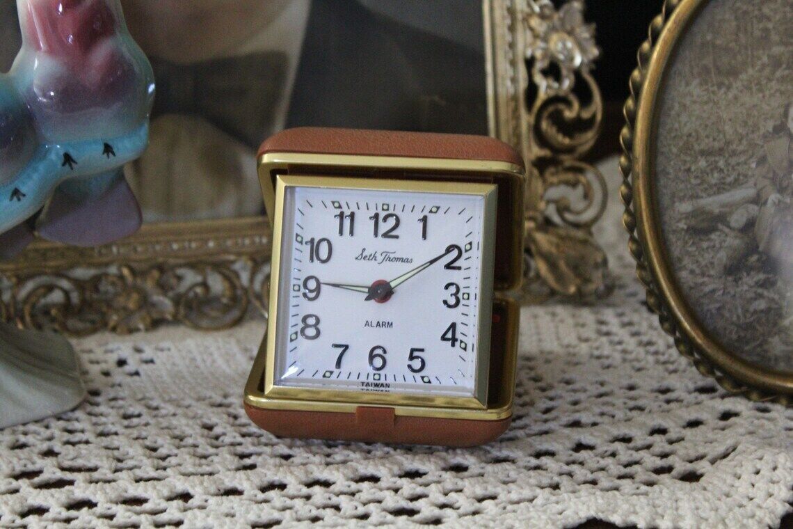 Vintage Seth Thomas Travel Alarm Clock with Glow in the Dark Luminous Face