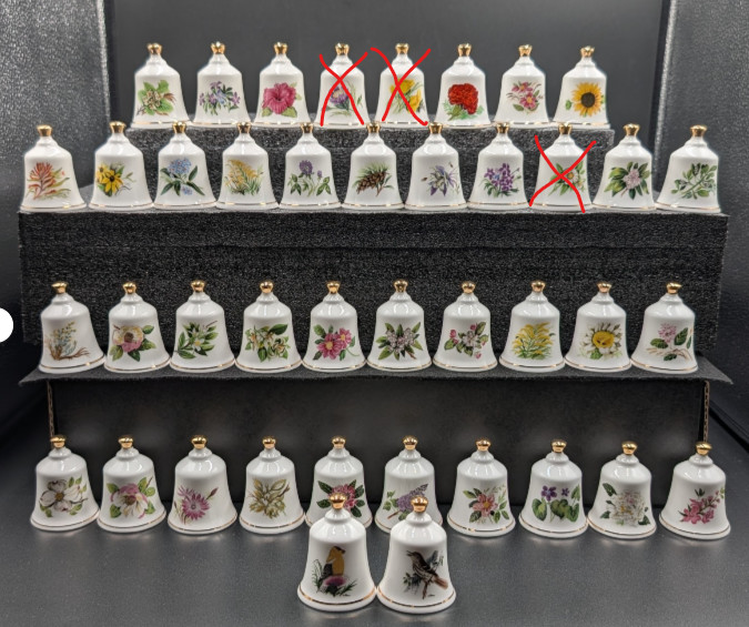 Vintage Danbury Mint Porcelain Bells Lot of 38 - Official State Flowers & Birds