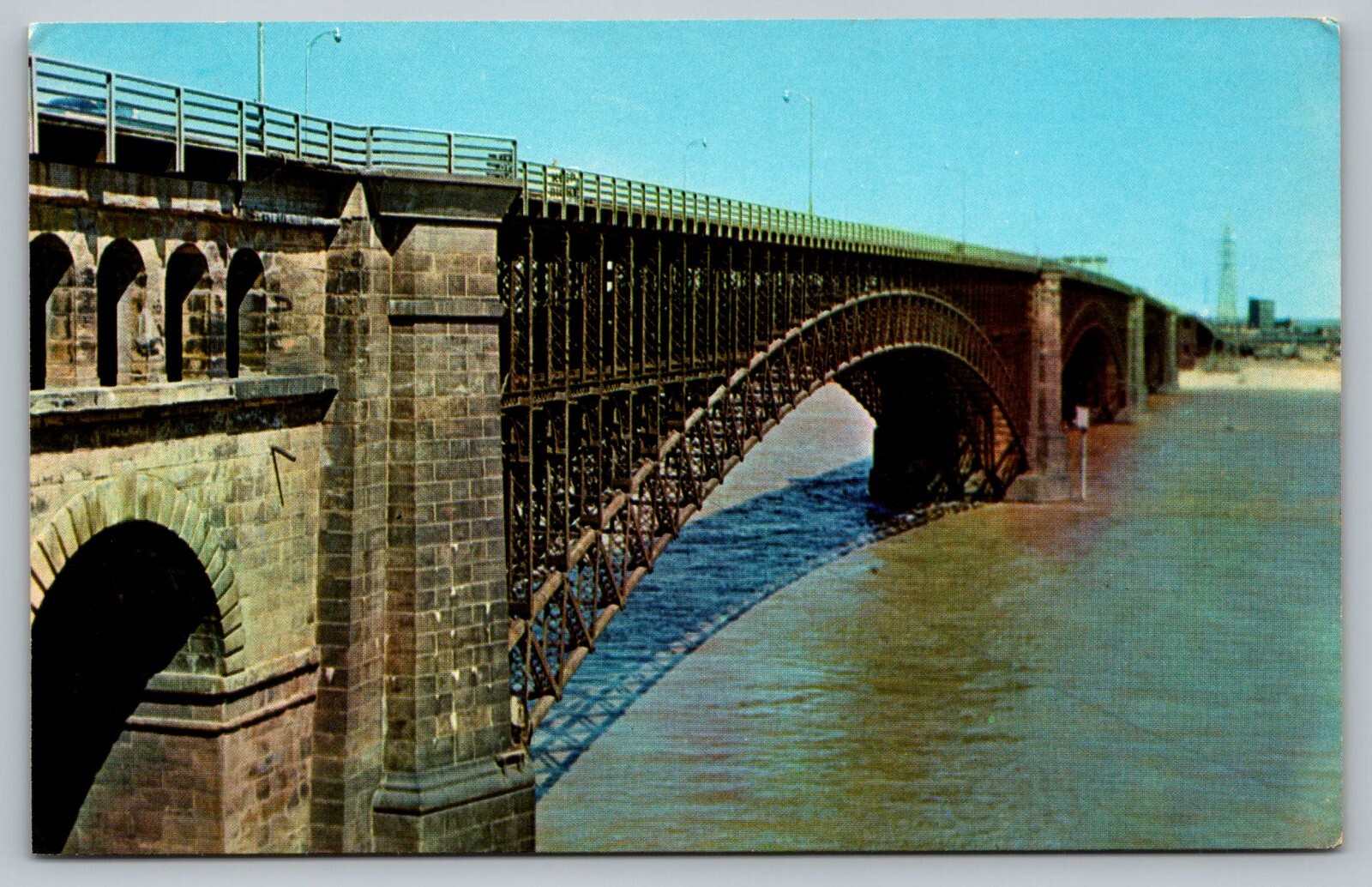 Postcard Eads Bridge St Louis Missouri  Steel Struss Bridge Vintage