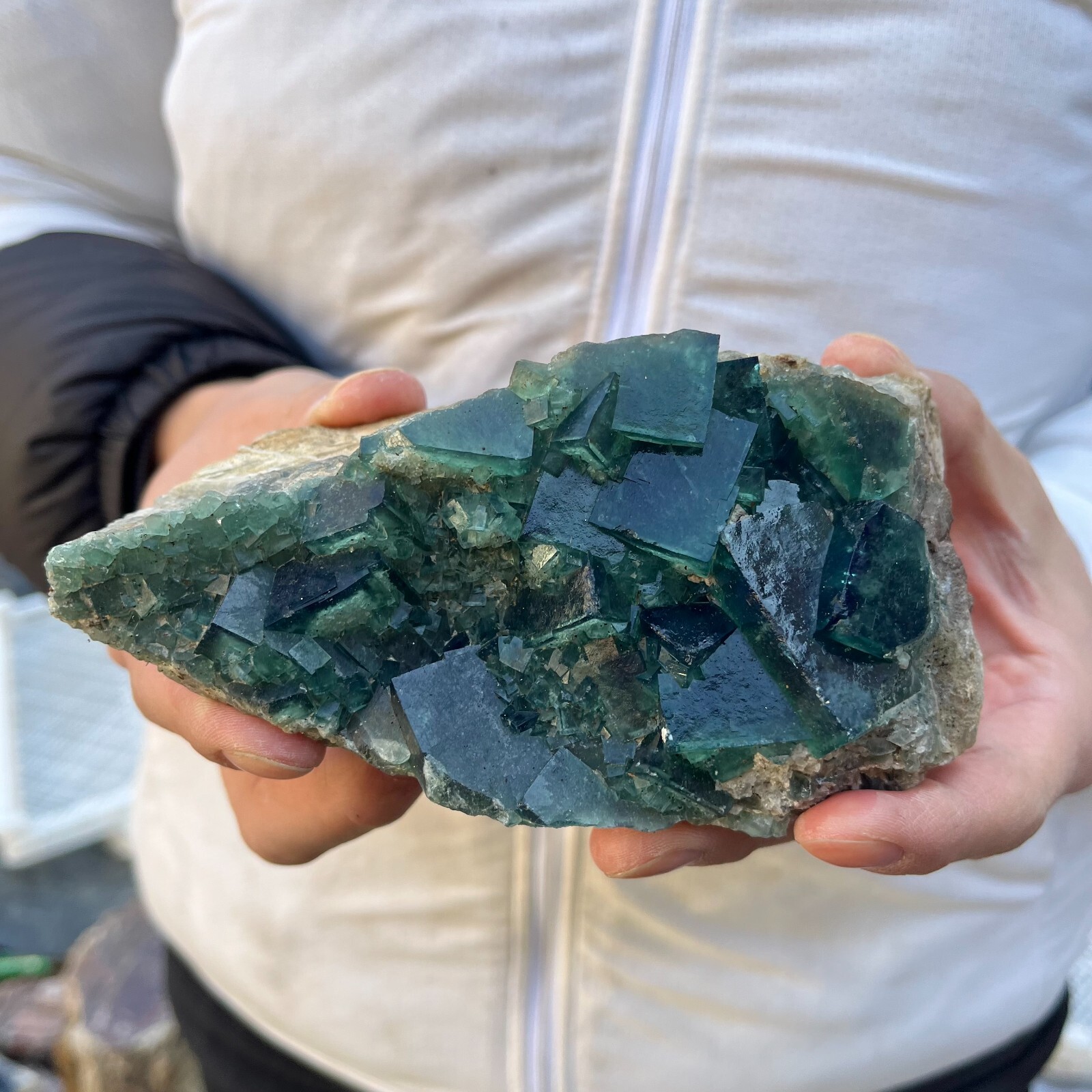 1.5lb Large Natural Green cube FLUORITE Quartz Crystal Cluster Mineral Specimen