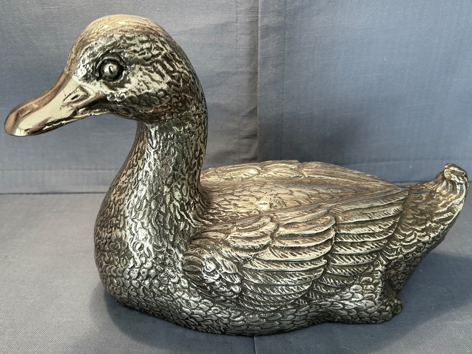 Vintage  D'ARGENTA  Large  Silver  Duck  Sculpture  Figurine