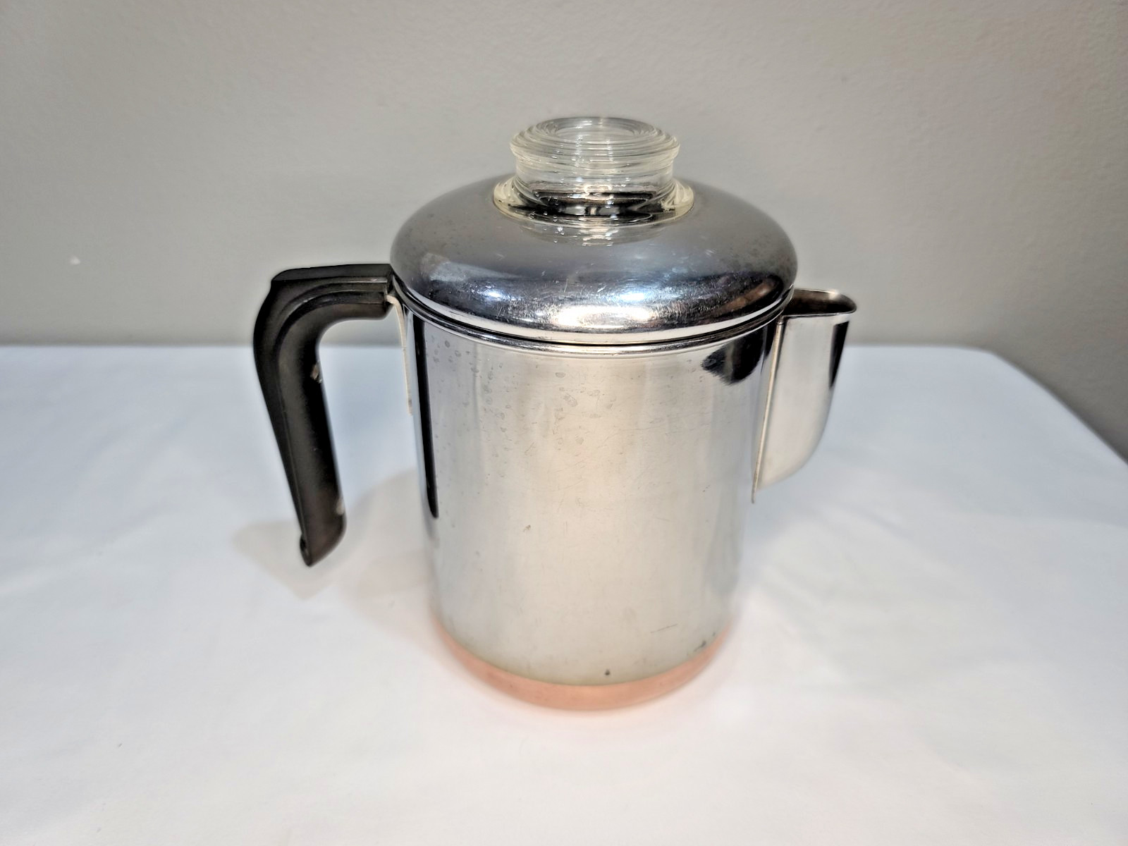 Vtg Pre 1968 Revere Ware 1801 Percolator Coffee Pot 4-6 Cup Copper Clad Bottom Vtg Pre 1968 Revere Ware 1801 Percolator Coffee Pot 4-6 Cup Copper Clad Bottom