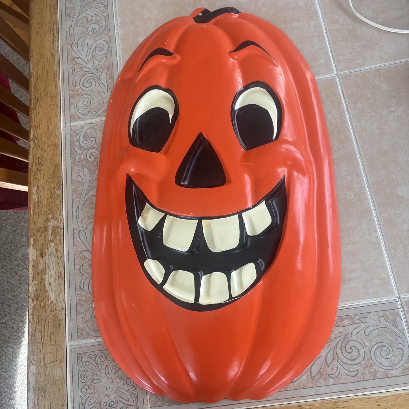 Vintage 24 Inch Plastic Molded Blow Mold Halloween Jack O Lantern