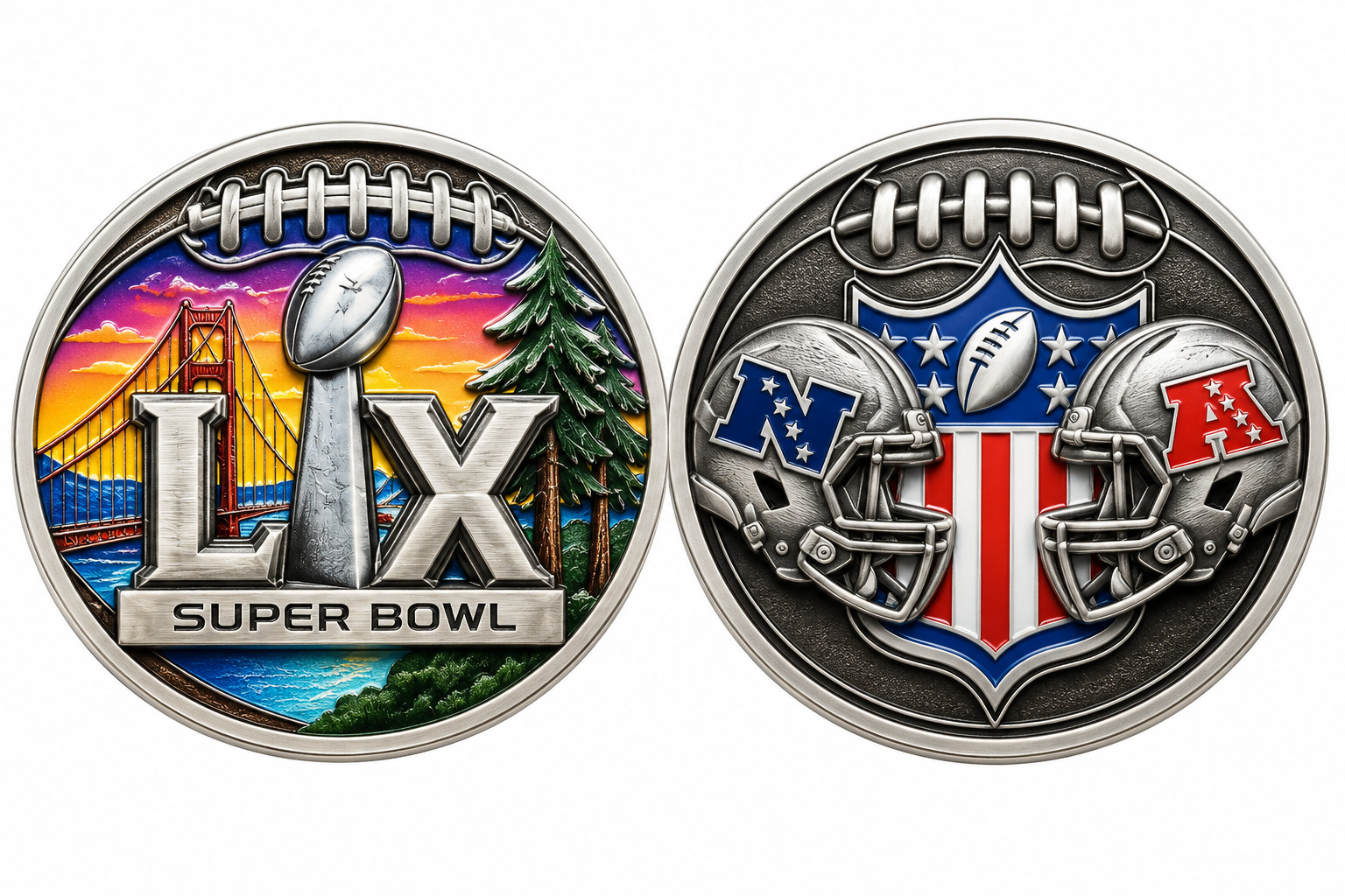 Super Bowl LX 2026 San Francisco Football Championship 2 side Challenge Coin