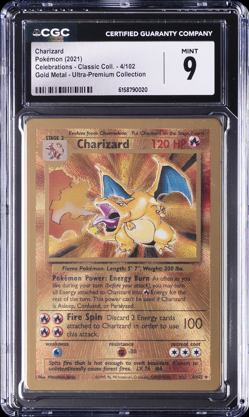 2021 CELEBRATIONS GOLD METAL UPC PROMO #4/102 CHARIZARD CGC 9