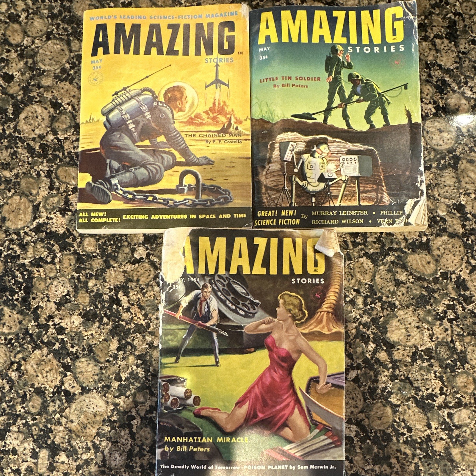 Amazing Stories. Lot Of Three. Pulp Magazines. Amazing Stories. Lot Of Three. Pulp Magazines.