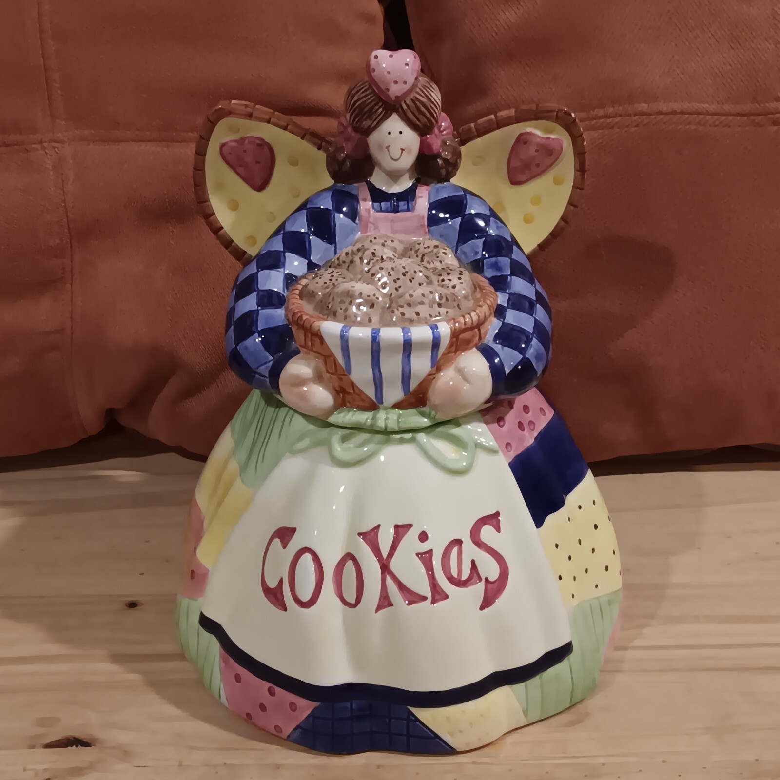 Vintage Cookie Jar 'Pennies From Heaven Patchwork with Apron' Debra Jordan Bryan