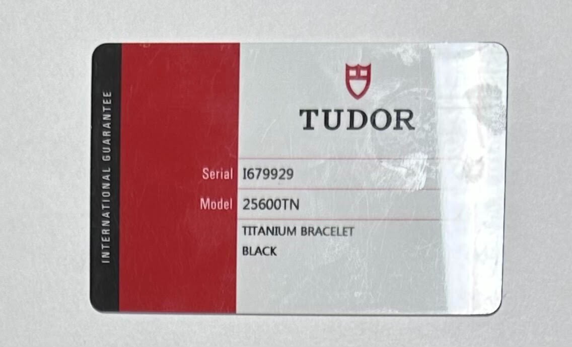 Authentic Tudor Pelagos Blank Guarantee Certificate Model 25600TN I Serial