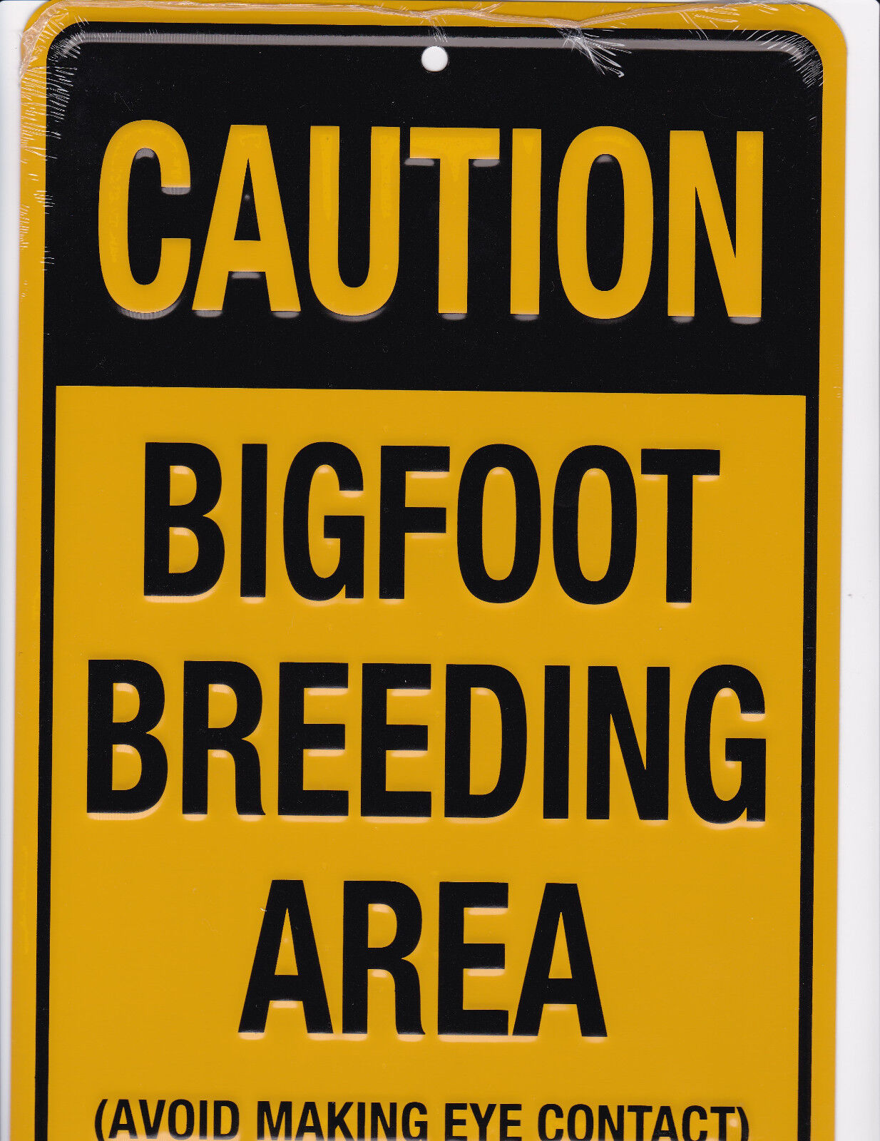 Caution BIGFOOT BREEDING AREA ..  8x12 metal sign  - for Sasquatch Big Foot Fans