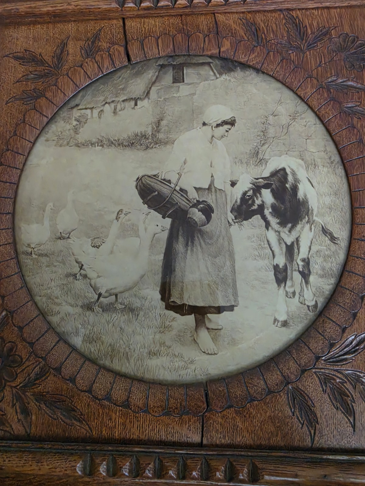 Antique Hand-Carved Victorian Oak Frame George Hillyard Swinstead Print Easel 